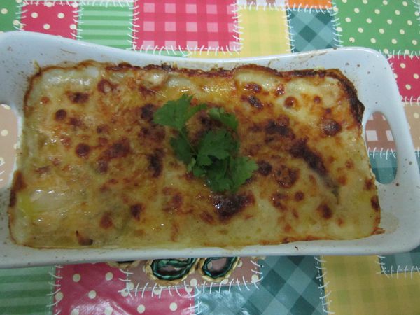 gratin de fenouil au poulet (طاجين البسباس بالدجاج)