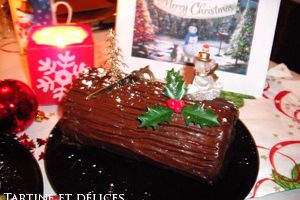 Buche de Noël traditionnelle chocolat café