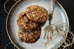 Cookies chocolat, amandes effilées, flocon d'avoine