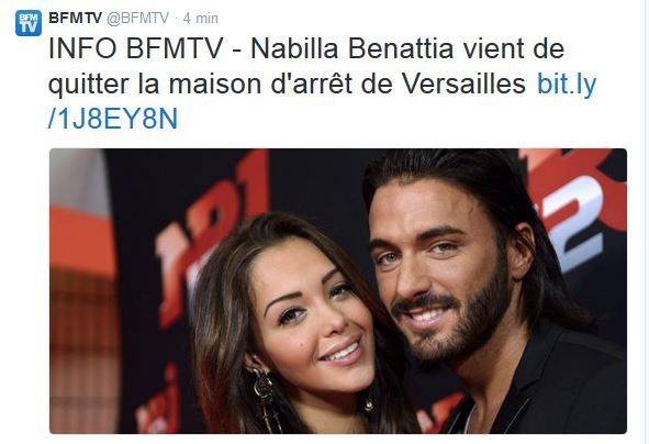 Nabilla sort de prison et est sous contrôle judiciaire.