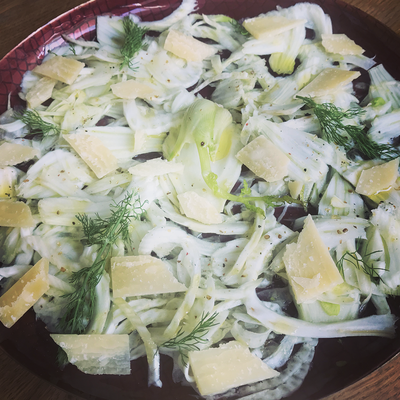 Carpaccio de fenouil au citron, et parmesan