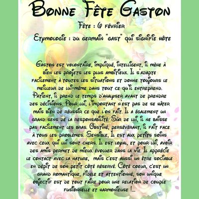 Carte Bonne Fête Gaston - 6 février