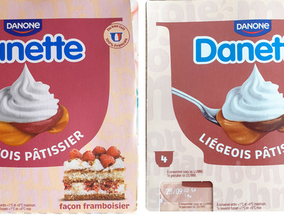 Danette Liégeois P?tissier fa?on Framboisier/ fa?on Tiramisu