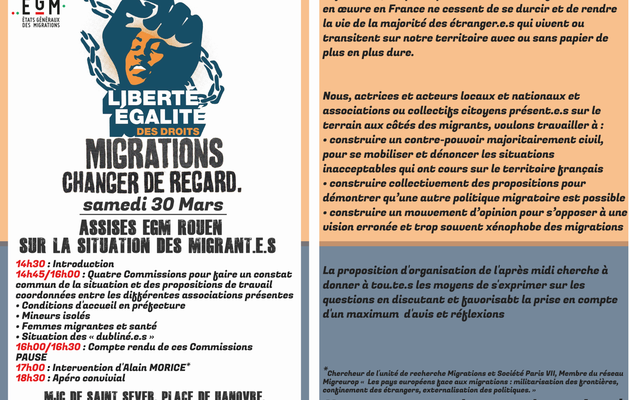 Etats Généraux des Migrations Samedi 30 mars 2019 MJC Saint Sever à Rouen