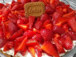 Tarte aux fraises /spéculoos façon cheese cake 