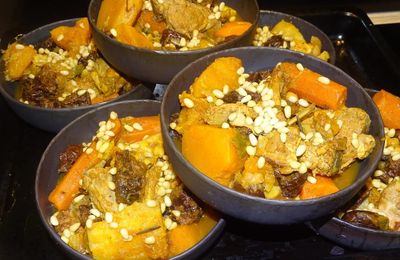 Tagine d'agneau de lait de la Tinée aux pruneaux 