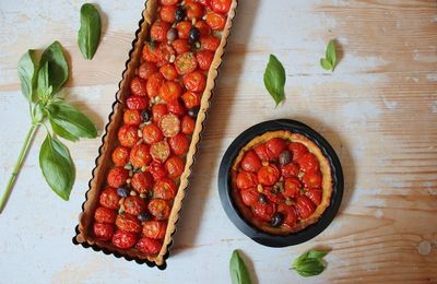Tarte aux tomates cerises et au pesto sans gluten