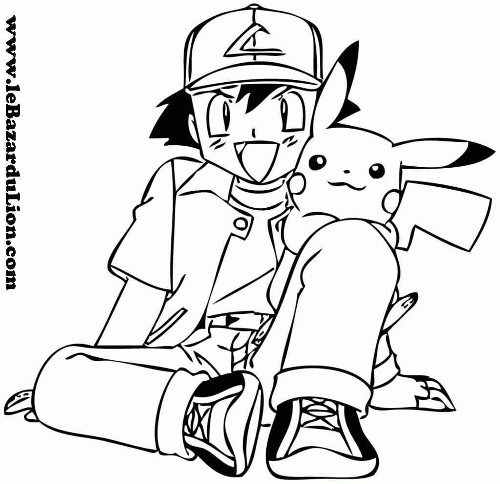 Dessin De Sacha Et Pikachu En Couleur Coloriages de Personnages Pokémon #1 Sacha Ketchum  [Coloriage][Activité][Pokémon] - Le Bazar du Lion