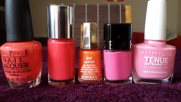 mes vernis &quot;corail&quot; de l'ete