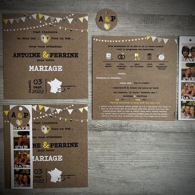 Le faire part de mariage de Perrine & Antoine : vintage/photomaton