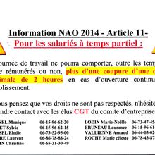 Information NAO 2014 - Article 11-Temps partiel