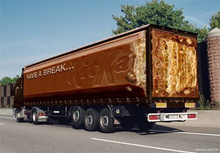 publicité Kit Kat sur camion