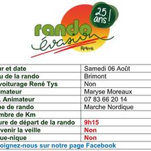 Rando D'été : planning du 6 au 12 aout 