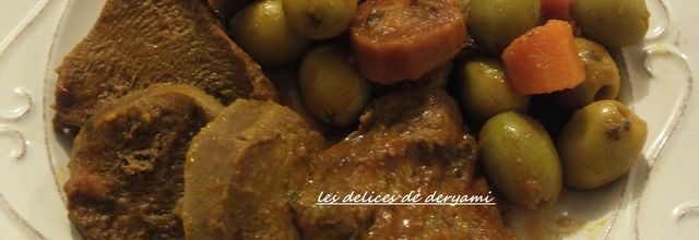 Langue de veau aux olives et carottes 