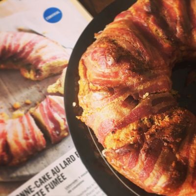 J'ai testé... : La couronne-cake au lard et raclette fumés.