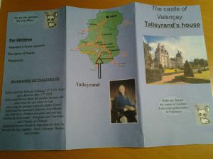 The brochure about the Castle of Valençay, house of Talleyrand.