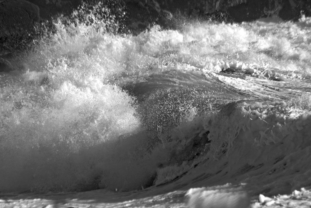 Tempête Atlantique en noir et blanc