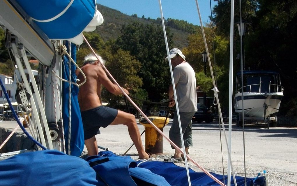 Marie-Françoise, Liliane et Robert, début septembre. de Chalkis aux Sporades.