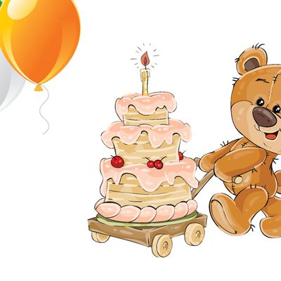 Ourson - Gâteau - Ballons - Anniversaire - Fêtes - Wallpaper - Free