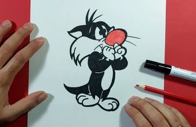 Como dibujar a Silvestre paso a paso - Looney Tunes