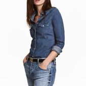 Chemise ajustée en jean - Bleu denim - FEMME | H&M FR