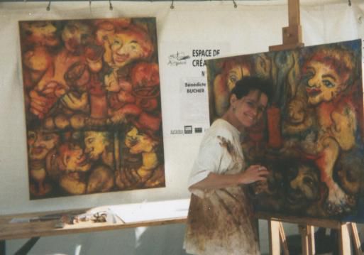 1995 exposition anges de chair, galerie Mailletz Peinture publique salon Tuileries