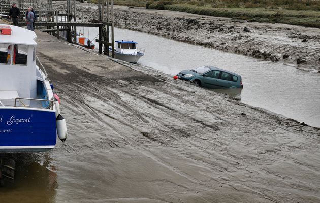 Extraction d'une voiture tombée dans le port du Collet