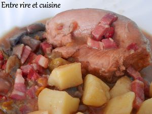 Filet de dinde aux lardons et sa sauce crémeuse champignons-poivrons