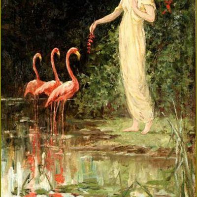 Femme et oiseau en peinture - Frederick Stuart Church (1842-1924) 