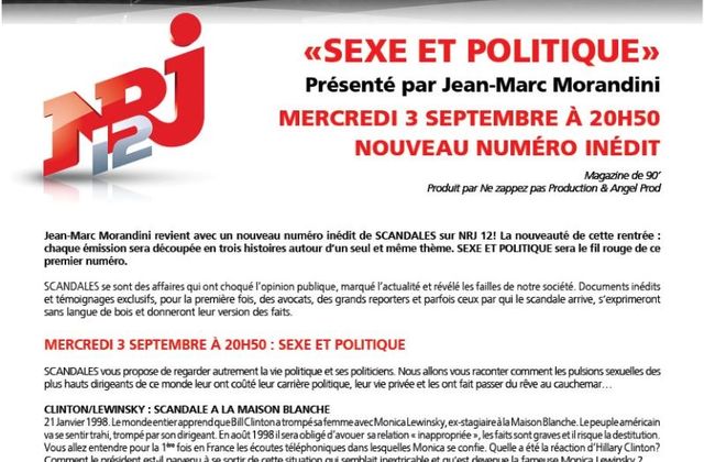 Retour de Scandales, avec Morandini, le 3 septembre sur NRJ12.