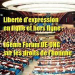 Liberté d'expression en ligne et hors ligne: 16ème Forum UE-ONG sur les droits de l'homme