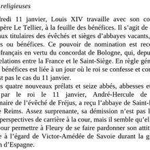 11 janvier 1715: Questions religieuses