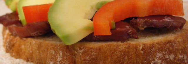 Tartine rouge et verte aux gésiers de canard confits