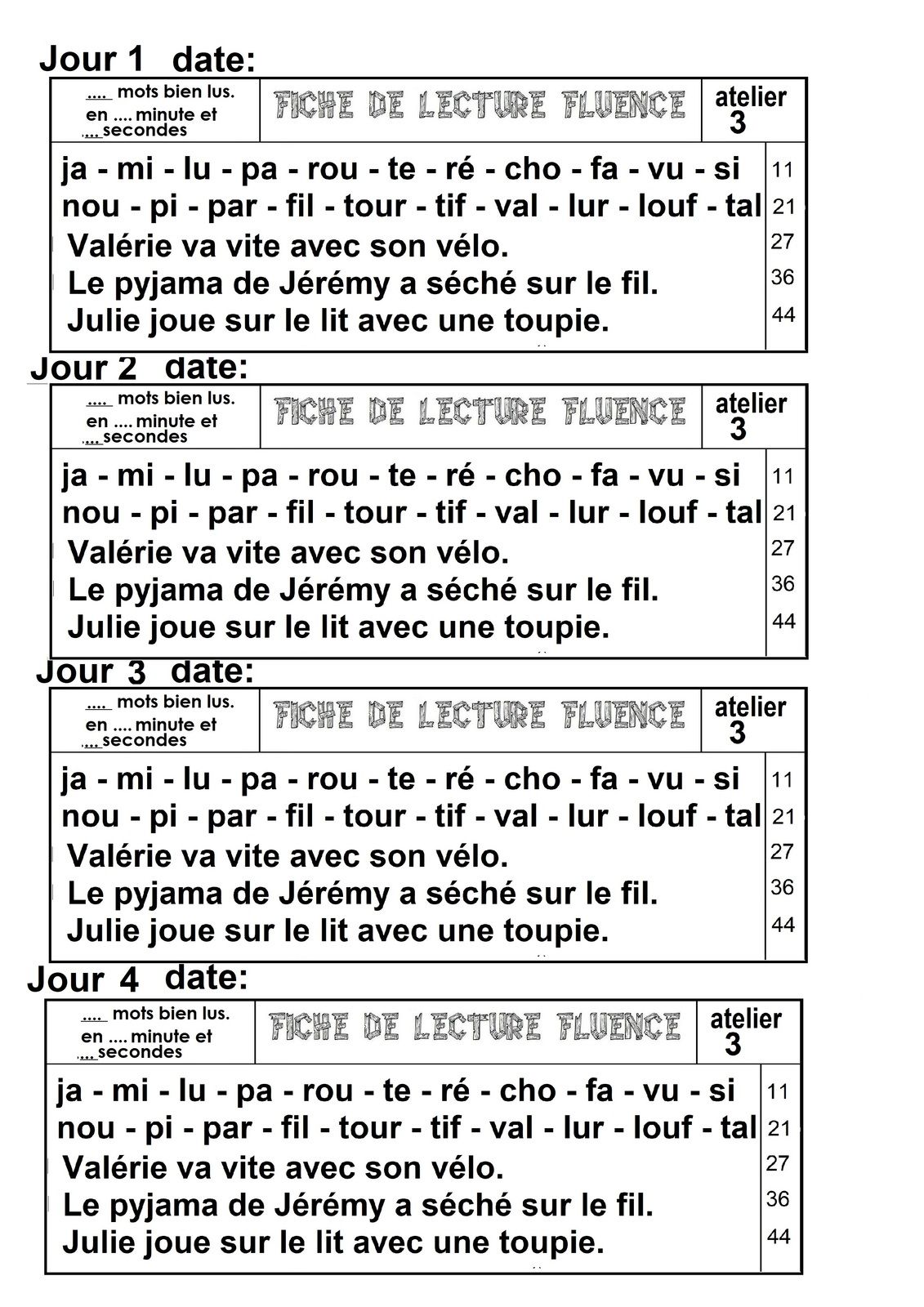 Ateliers De Lecture Fluence Cp Atelier 3 Ecole Maternelle Gellow
