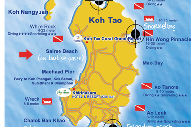 Les différents spots de plongée à Koh Tao - Carte des plongées de Koh Tao