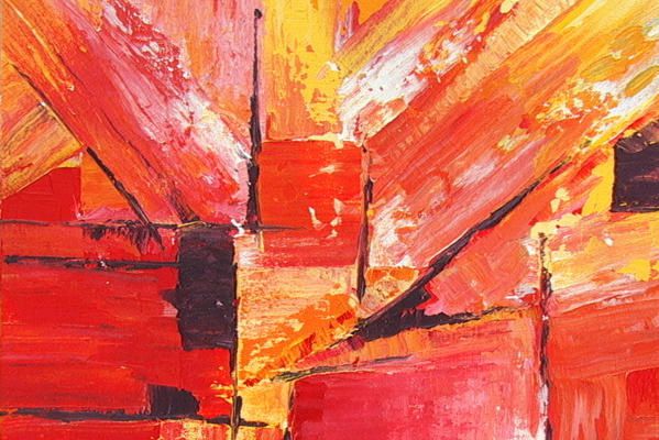 Abstraction rouge. Essai 3, peinture acrylique.Pour Noel.