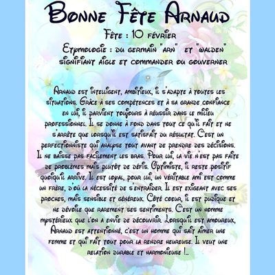 Carte Bonne Fête Arnaud -10 février