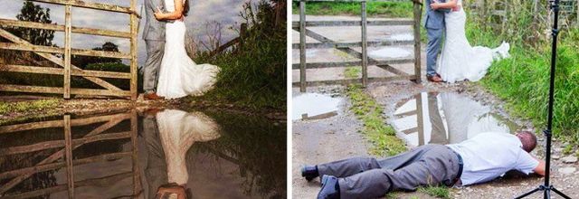 Photo de mariage avec reflet