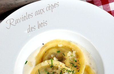Ravioles aux cèpes, crème de parmesan 