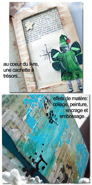  papiers, peintures, encres, tissus...s'invitent sur des tag book, des carnets, des boîtes, des meubles, des Round Robin, des ATC, des art squares...