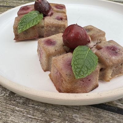 CLAFOUTIS CARRES GOURMANDS CERISES CHATAIGNES