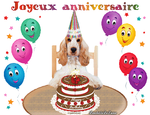 Gif Joyeux Anniversaire Pour Enfant Avec Chien Gateau Ballons Les Gifs Animes De Dentelledelune