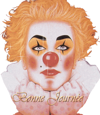 Bonne journée - Clown - Visage - Gif scintillant - Gratuit