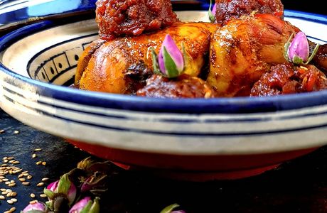  Poulet à la confiture de tomates aux pétales de roses