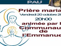 20 octobre : Temps de prière mariale