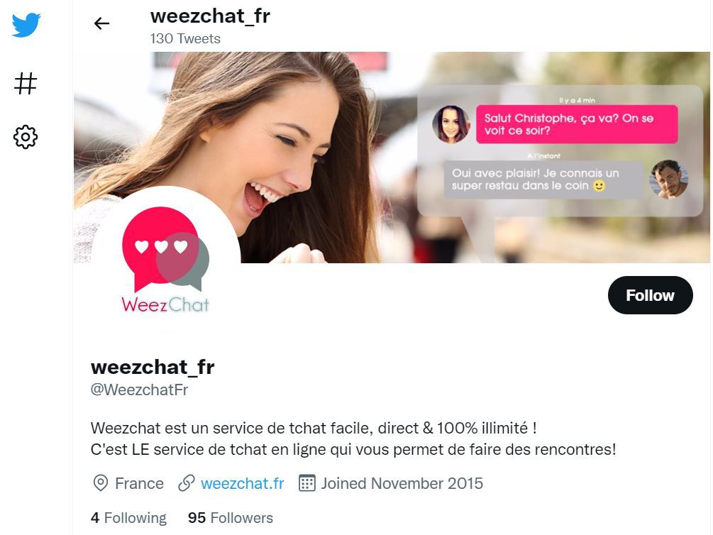 La page Twitter de WeezChat