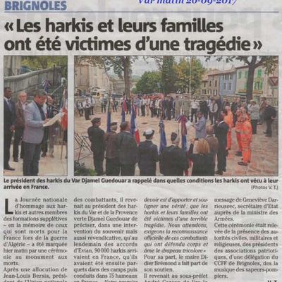 Journée nationale d'Hommage des Harkis, et membres des formations supplétives dans le var (83) Brignolles,Gonfaron, Saint-Maximin 