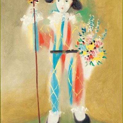 Pierrot - Colombine et Arlequin illustrés -  Arlequin aux fleurs -  Pablo Picasso (1881-1973)