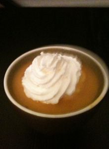 Soupe de potiron poireaux carotes et chantilly