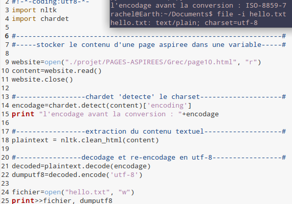 Python : vérification de l'encodage et extraction du contenu textuel